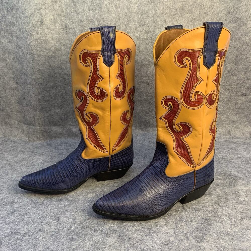 Vintage Nine West Women's Romnee Leather Cowboy Boots Size 6.5 Festival Boho